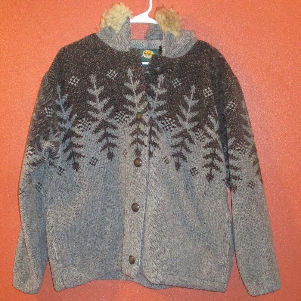Cabela Jacket Woman Medium Brown Gray Tan Pockets Faux Fur Hooded Jacket